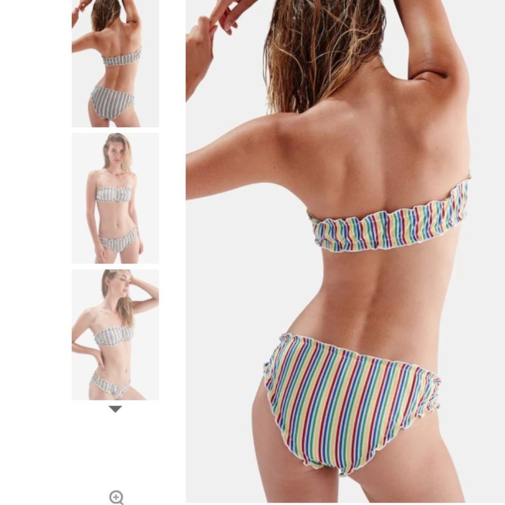 SOLID & STRIPED THE AUDREY SEERSUCKER BLOOMER BIKINI - XS (top) S (bottom) - Picture 3 of 3